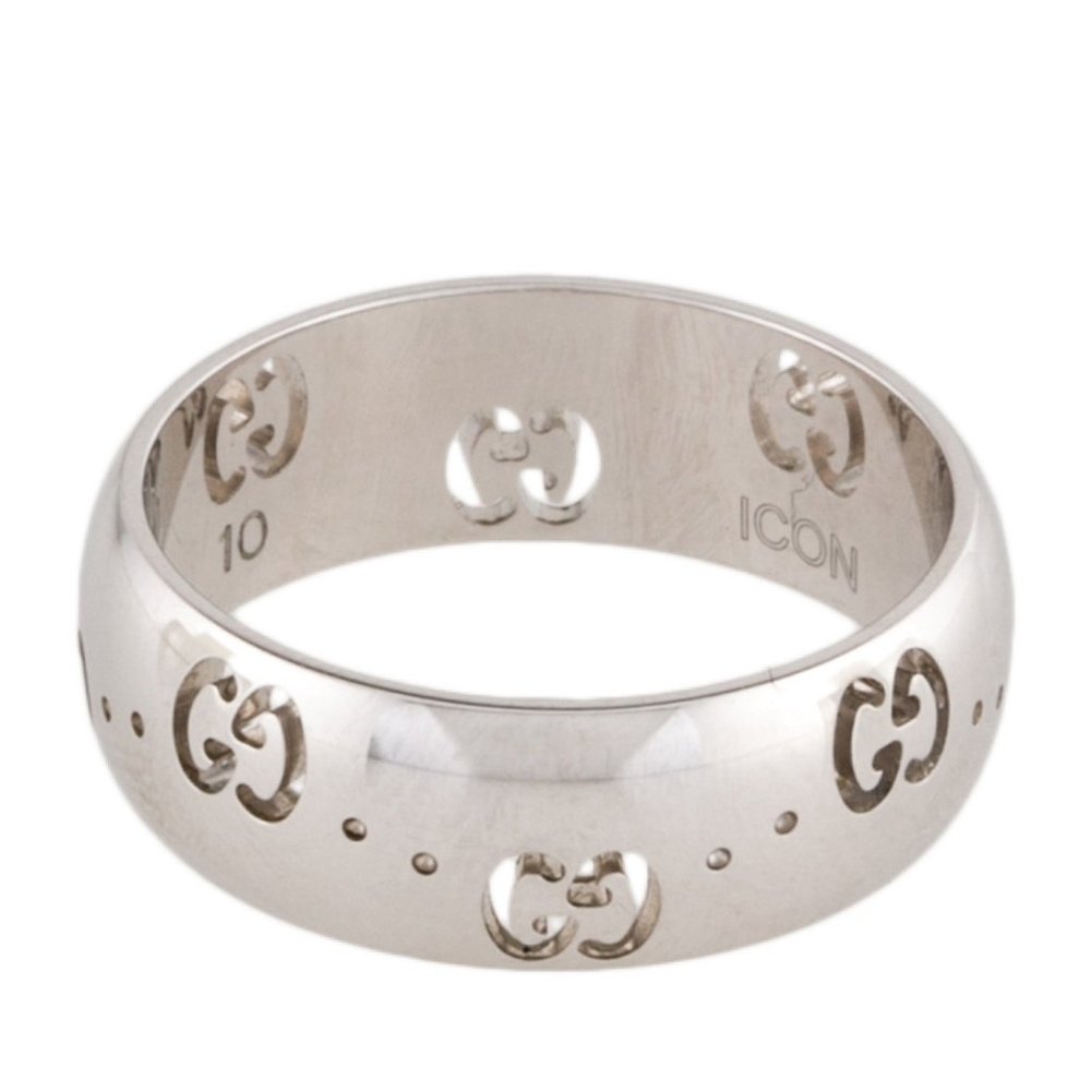 GUCCI 18K WHITE GOLD ICON GG CUTOUT BAND RING - Picture 7 of 10